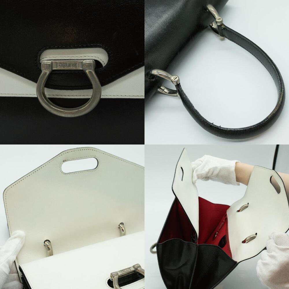 Celine Gancini double flap leather handbag black silver - Picture 4 of 4